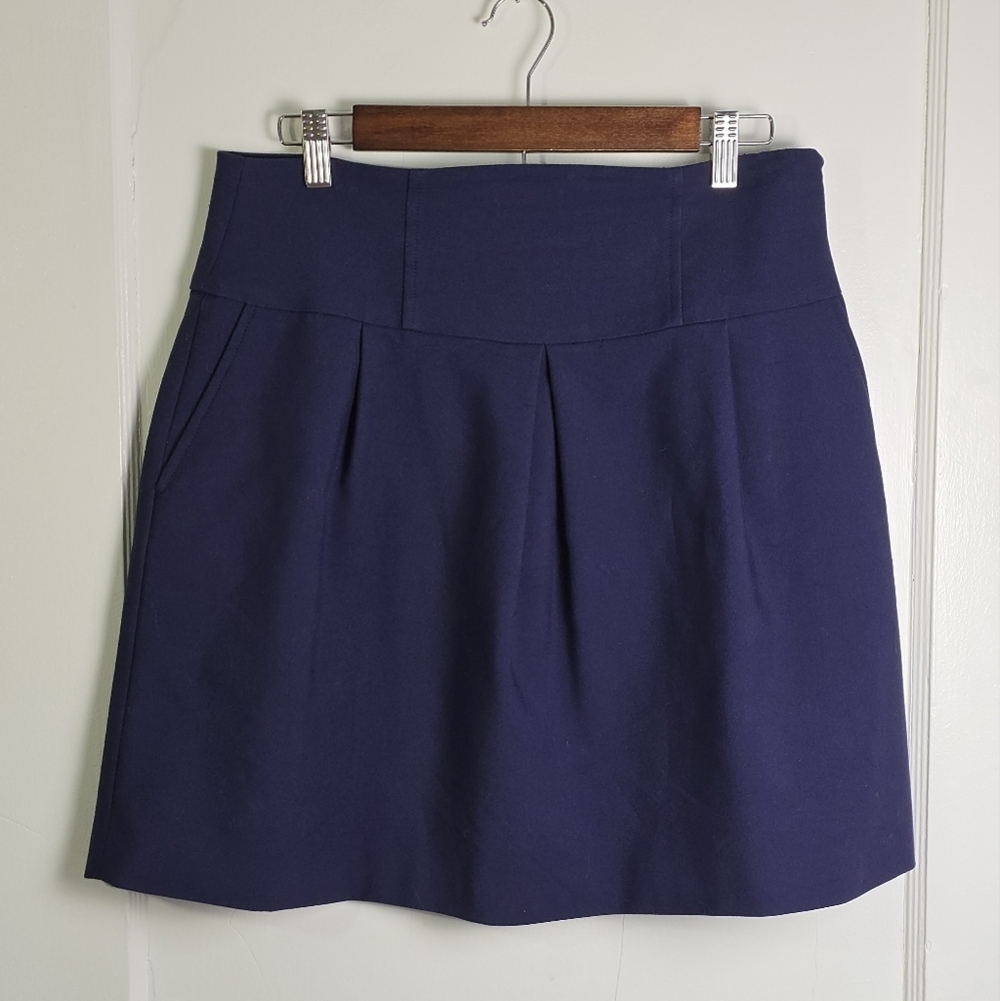 Zara Navy Blue Pleated A-Line Skirt